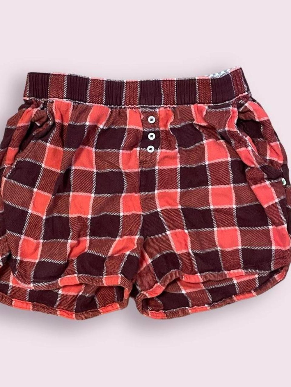aerie Red and Burgundy Plaid Lounge Shorts